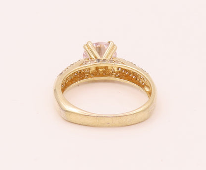 925 Sterling Silver  Vintage Gold Plated Princess Cut CZ Ring Sz 8  RG26577