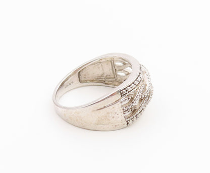 925 Sterling Silver Vintage Ring Topaz Braided Celtic Weave Band  Sz 12  RG36681