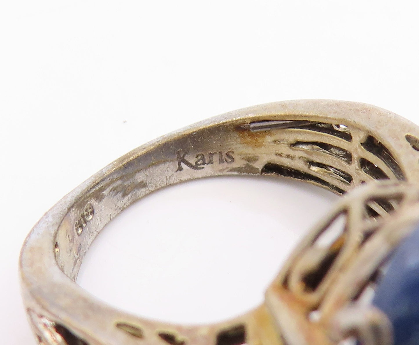 925 Sterling Silver Vintage Ring KARIS Lapis Lazuli Band  Sz 6  RG35656