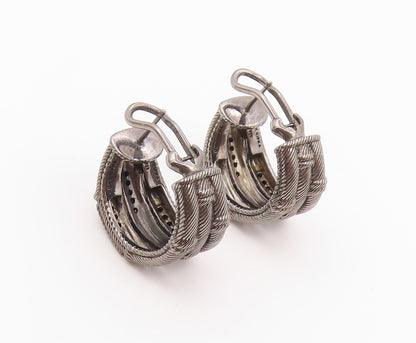 925 Sterling Silver Vintage Earrings JUDITH RIPKA Spinel Twisted Cable  EG14508