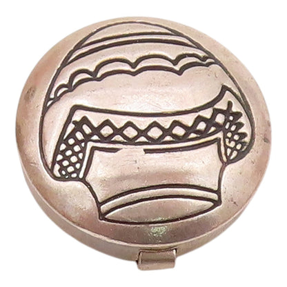 925 Sterling Silver  Vintage Etched Vase Round Button Cover  TR2901