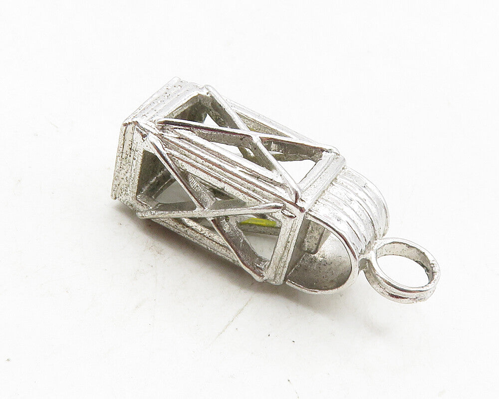 925 Sterling Silver  Vintage Petite Figure In Booth Cage Drop Pendant  PT7359