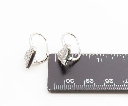 925 Sterling Silver Vintage Earrings Cluster CZ Love Heart Lever Back  EG14153
