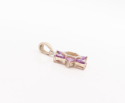 925 Sterling Silver Vintage Pendant Cutout Triangle Amethyst Star  PT23390