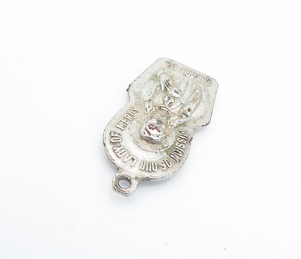 925 Sterling Silver  Vintage Antique Our Lady Of Mercy Mission Pendant  PT4993