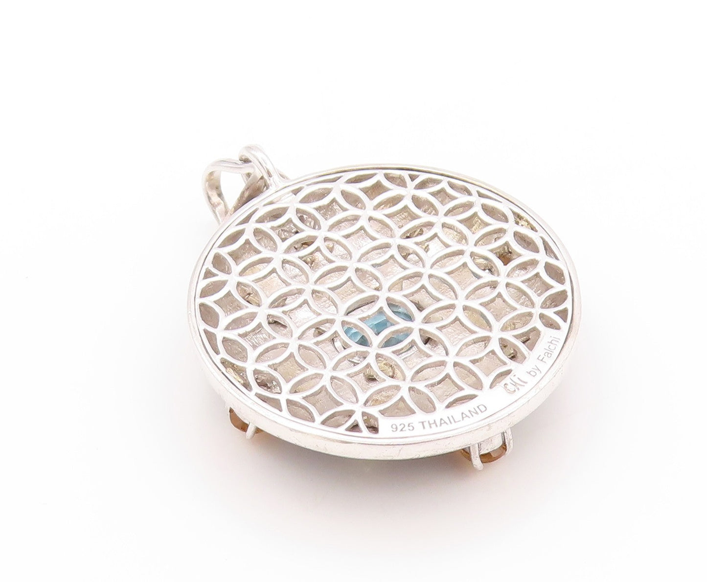 925 Sterling Silver Vintage Pendant CHI BY FALCHI Peridot Citrine Topaz  PT24141