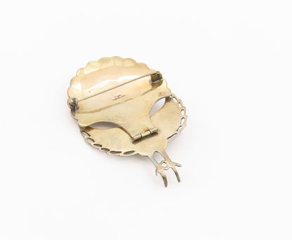 925 Sterling Silver Vintage Brooch Pin SIAM Gold Plated Enamel Peacock  BP12550