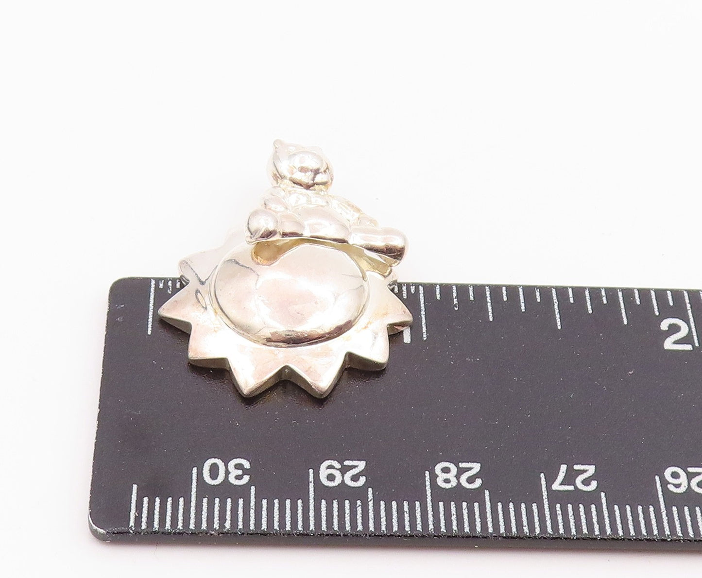 925 Sterling Silver Vintage Pendant Modernist Teddy Bear & Star (Moves)  PT25997