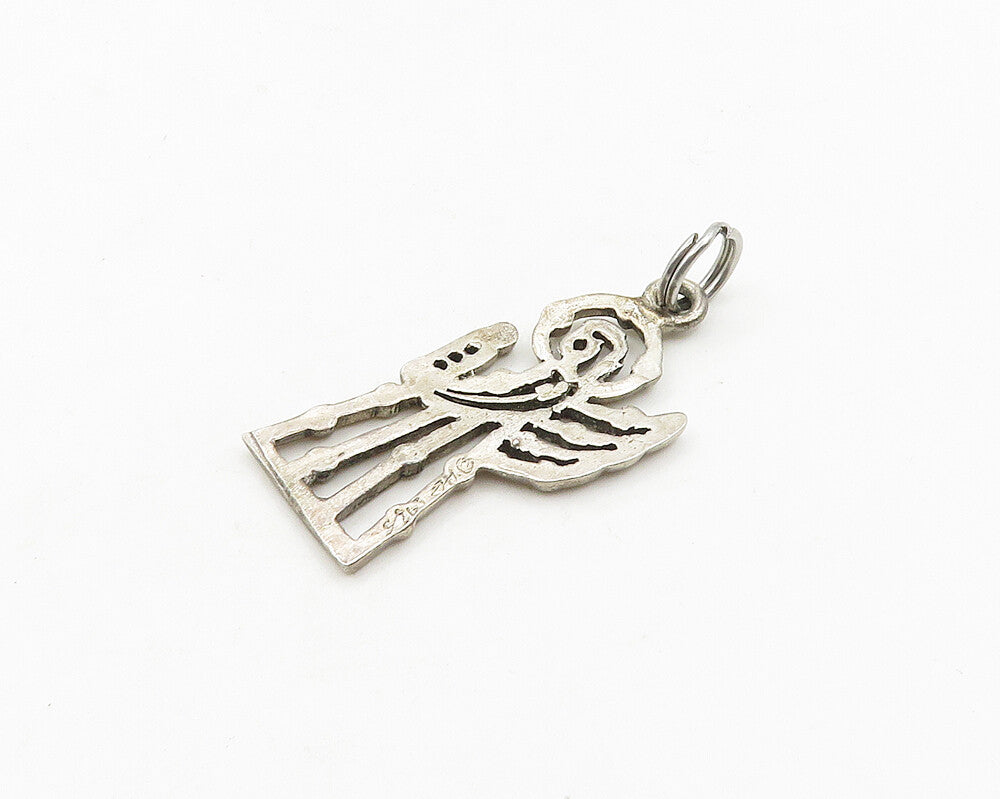 925 Sterling Silver  Vintage Cutout Angel Motif Drop Pendant  PT15105