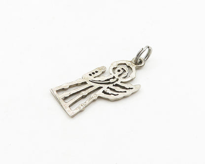 925 Sterling Silver  Vintage Cutout Angel Motif Drop Pendant  PT15105