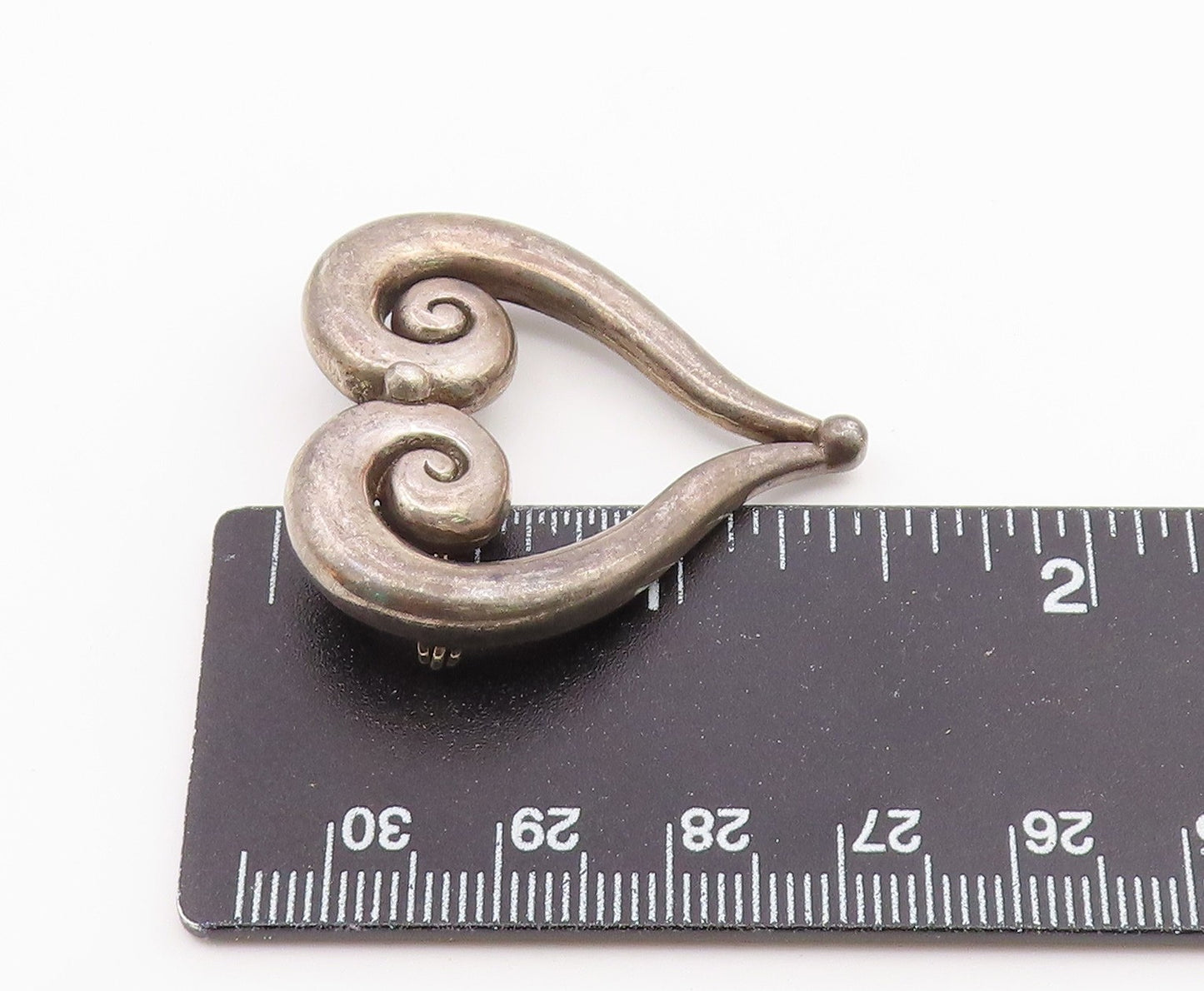 JOHANNES HANIAS 925 Silver  Vintage Swirled Love Heart Brooch Pin  BP9726