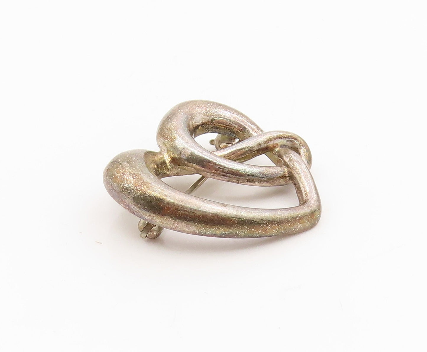 925 Sterling Silver Vintage Brooch Intertwined Celtic Love Heart Pin  BP12099