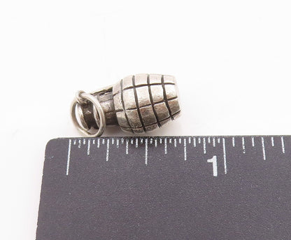 925 Sterling Silver Vintage Pendant Antique 3D Carved Pin Bomb Charm  PT24671