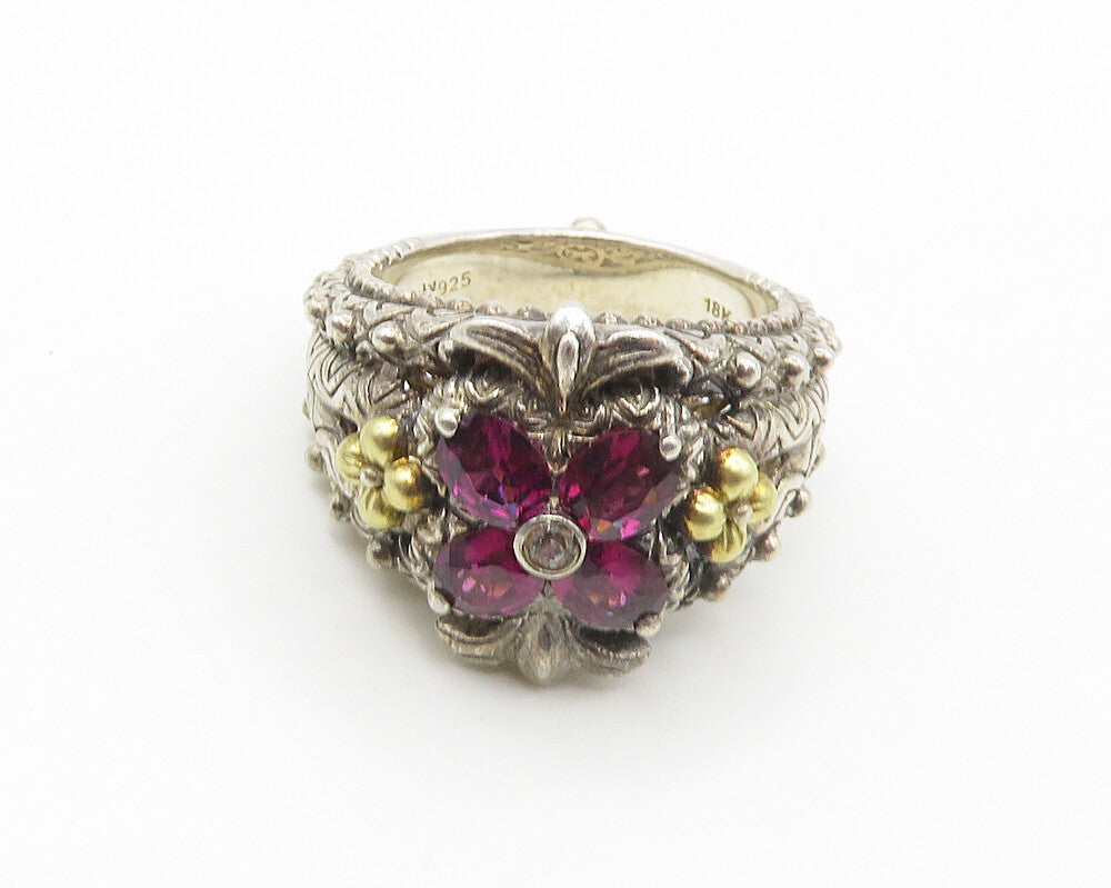 BARBARA BIXBY 925 Silver & 18K GOLD  Vintage Topaz Band Ring Sz 8  RG18436