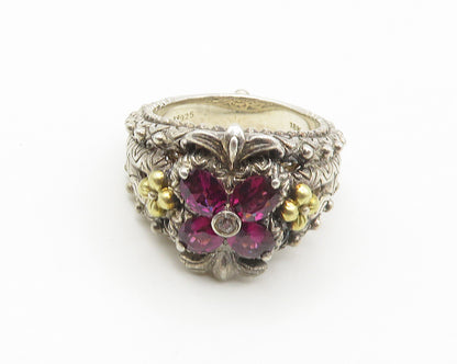 BARBARA BIXBY 925 Silver & 18K GOLD  Vintage Topaz Band Ring Sz 8  RG18436