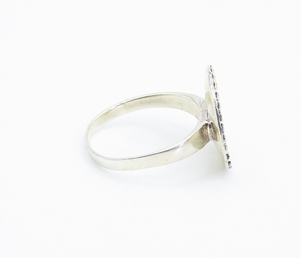 925 Sterling Silver  Om Spiritual Symbol Polished Cocktail Ring Sz 8.5  RG8477