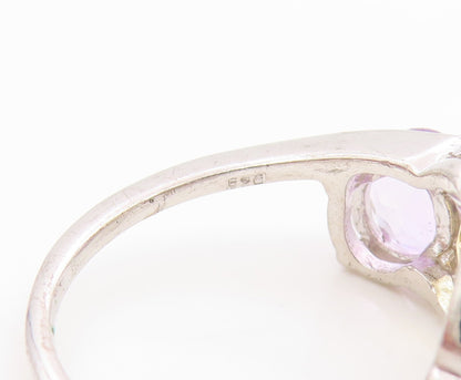 925 Sterling Silver Vintage Ring Modernist Multi Gemstone Band  Sz 7  RG36171