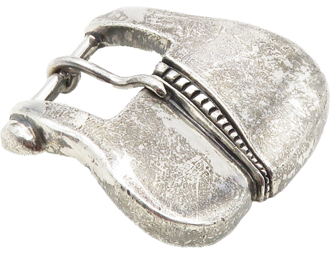 925 Sterling Silver  Vintage Shiny Chiseled Design Belt Buckle  TR1655