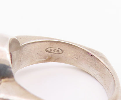 925 Sterling Silver Vintage Ring Bezel Set Amethyst Solitaire Band Sz 8 RG34191