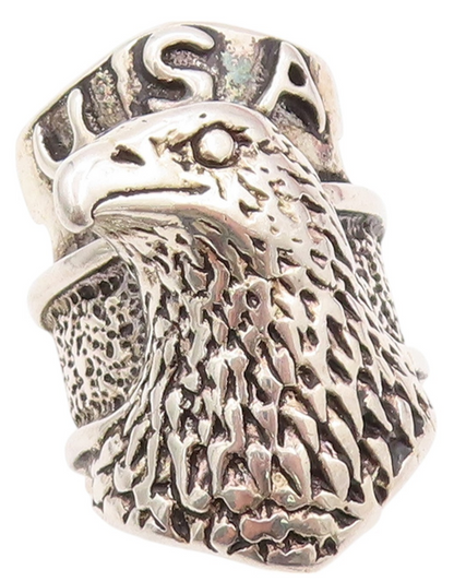 925 Sterling Silver Vintage Ring G&S USA Eagle Biker Design  Sz 9  RG32306