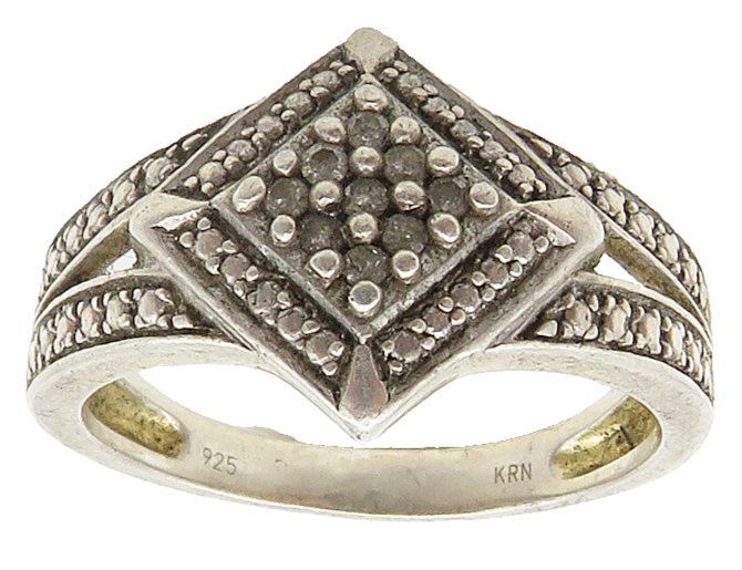 925 Sterling Silver  Vintage Genuine Diamonds Split Band Ring Sz 8  RG15978