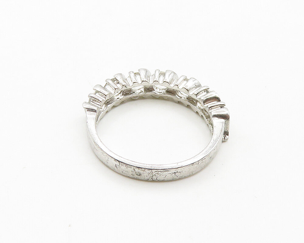925 Sterling Silver   Vintage Prong Set Topaz Swirl Band Ring Sz 8  RG19407