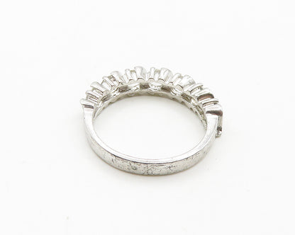 925 Sterling Silver   Vintage Prong Set Topaz Swirl Band Ring Sz 8  RG19407