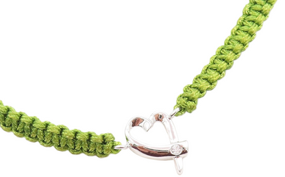 925 Silver  Cubic Zirconia Love Heart Adjustable Friendship Bracelet  BT1073