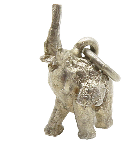 925 Sterling Silver  Vintage Petite Sculpted Elephant Animal Pendant  PT10616