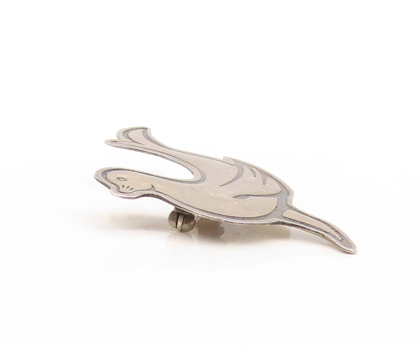 925 Sterling Silver Vintage Brooch Pin MEXICO Solid Cutout Sea Cat  BP11310