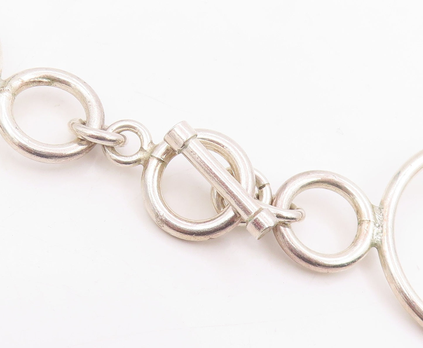 925 Sterling Silver Vintage Necklace Interlinking Hollow Circle Chain NE4737