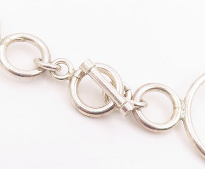 925 Sterling Silver Vintage Necklace Interlinking Hollow Circle Chain NE4737