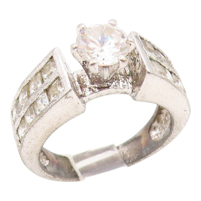 925 Sterling Silver Vintage Ring Elegant Topaz Statement Band  Sz 6.5  RG35864