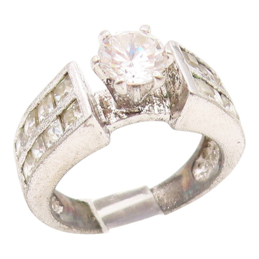 925 Sterling Silver Vintage Ring Elegant Topaz Statement Band  Sz 6.5  RG35864