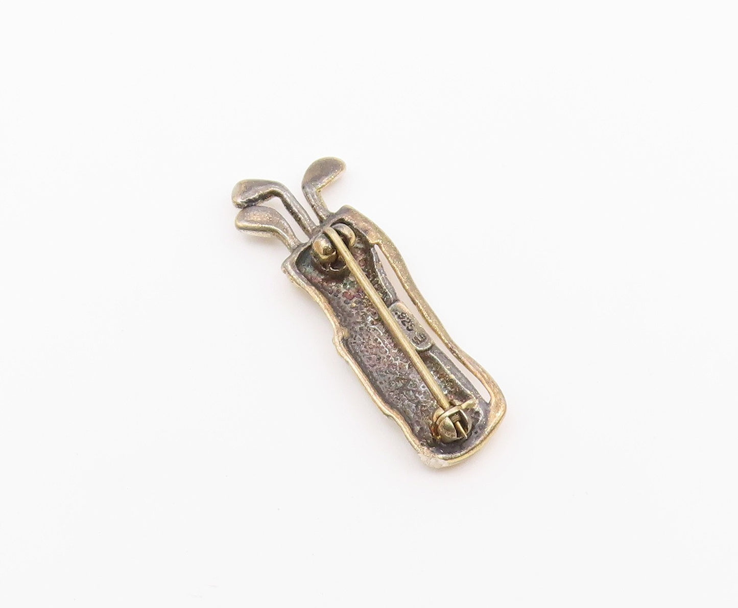 925 Sterling Silver  Vintage Shiny Two Tone Golf Clubs Brooch Pin  BP9278