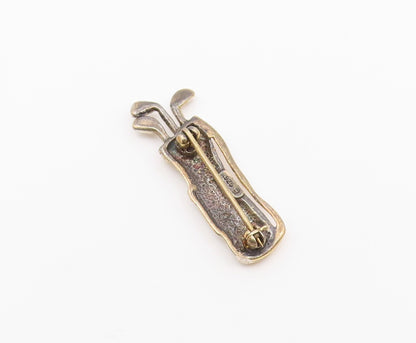 925 Sterling Silver  Vintage Shiny Two Tone Golf Clubs Brooch Pin  BP9278