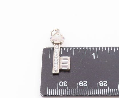 DESIGNER 925 Silver  Vintage Moonstone & Cubic Zirconia Key Pendant  PT20405