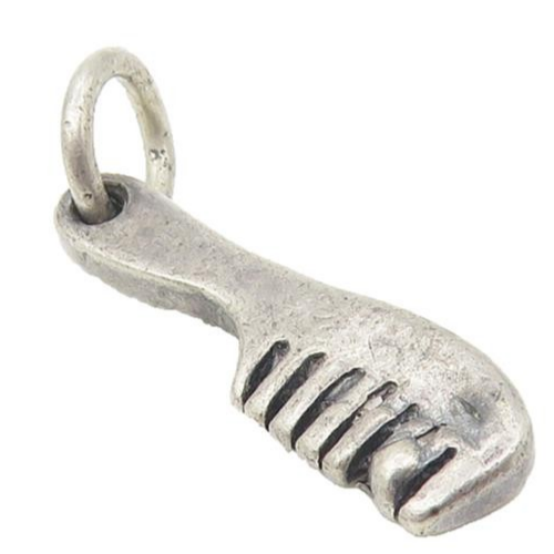 925 Sterling Silver  Vintage Petite Dark Tone Hair Comb Motif Pendant  PT9050