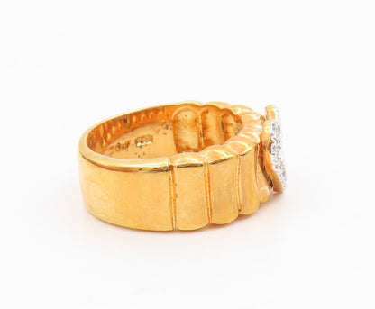 925 Sterling Silver Vintage Ring Gold Plated CZ Love Heart Band  Sz 7  RG35618