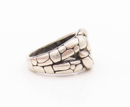 925 Sterling Silver Vintage Ring Dark Tone Snake Skin Design Cut  SZ 6  RG32249