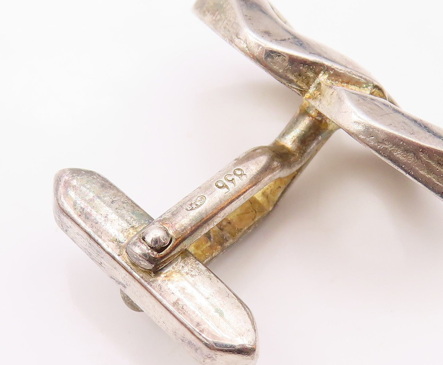 925 Sterling Silver  Vintage Shiny Open Infinity Loop Cuff Links  TR1641