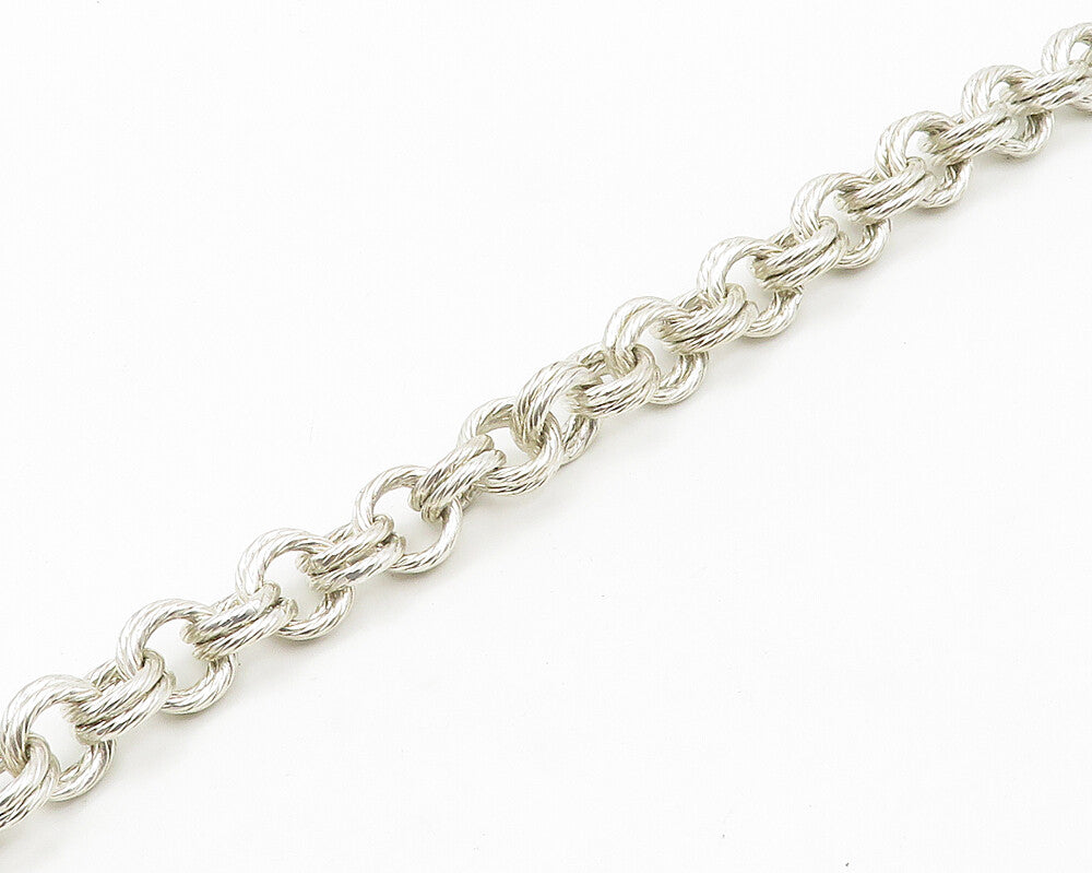 925 Sterling Silver  Vintage Heavy Shiny Circle Link Chain Necklace  NE2845