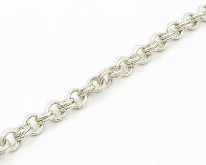 925 Sterling Silver  Vintage Heavy Shiny Circle Link Chain Necklace  NE2845
