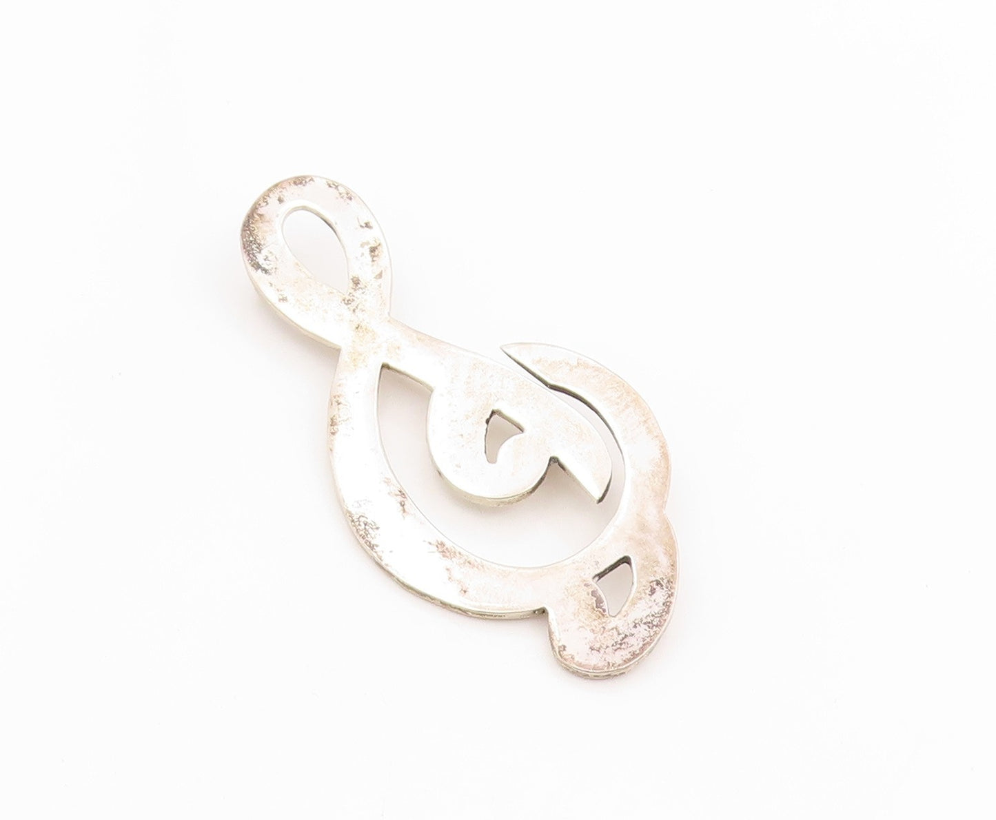 925 Sterling Silver Vintage Brooch Pin MEXICO Minimalist Musical Note  BP12494