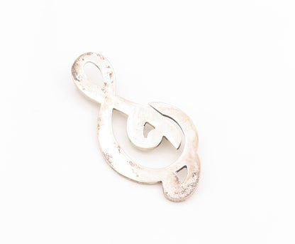 925 Sterling Silver Vintage Brooch Pin MEXICO Minimalist Musical Note  BP12494