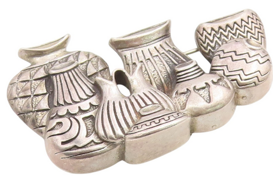 925 Sterling Silver Vintage Brooch Pin Assorted Pottery  BP12374