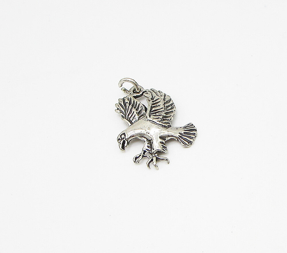 925 Sterling Silver  Vintage Flying Eagle Charm Pendant  PT2349