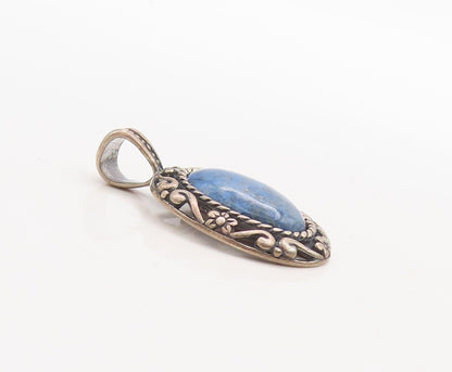 925 Sterling Silver Vintage Pendant CAROLYN POLLACK Swirly Carved Gem  PT23684