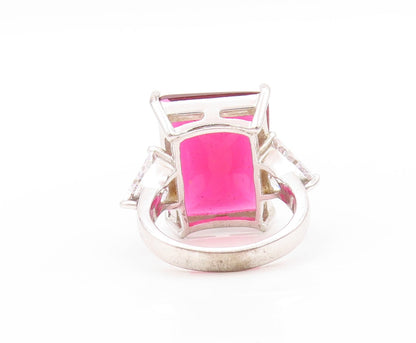 925 Sterling Silver Vintage Ring Pink Rectangle & Triangle CZ   Sz 6.5  RG32924