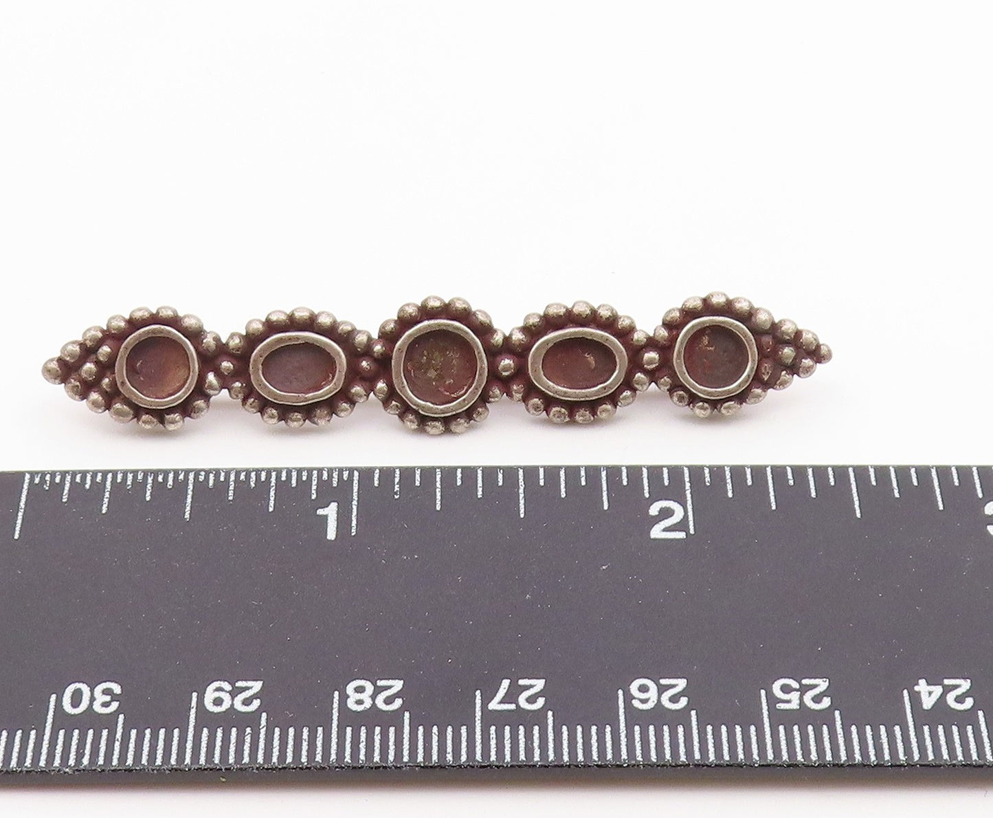 MMA  925 Silver  Vintage Dark Tone Bubble Detail Horizontal Brooch Pin  BP5472